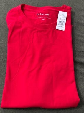 Men Crew Neck Stretch Tee in Red - 2XL